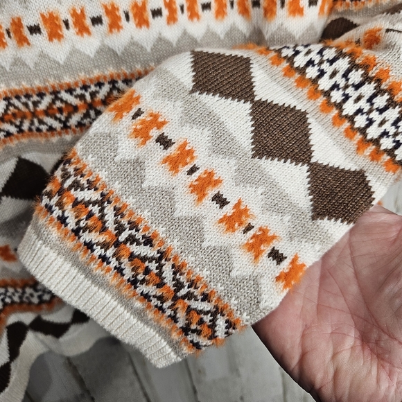 Style & Co Women's Fair Isle Pullover Sweater Brown Orange NWT Size Large Petite - Picture 5 of 11